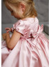 Unique Pink Satin Tulle Tea Length Flower Girl Dress